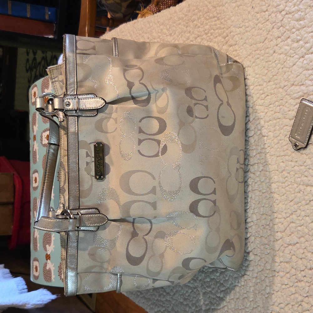 Coach Beige and Gold Tote Bag